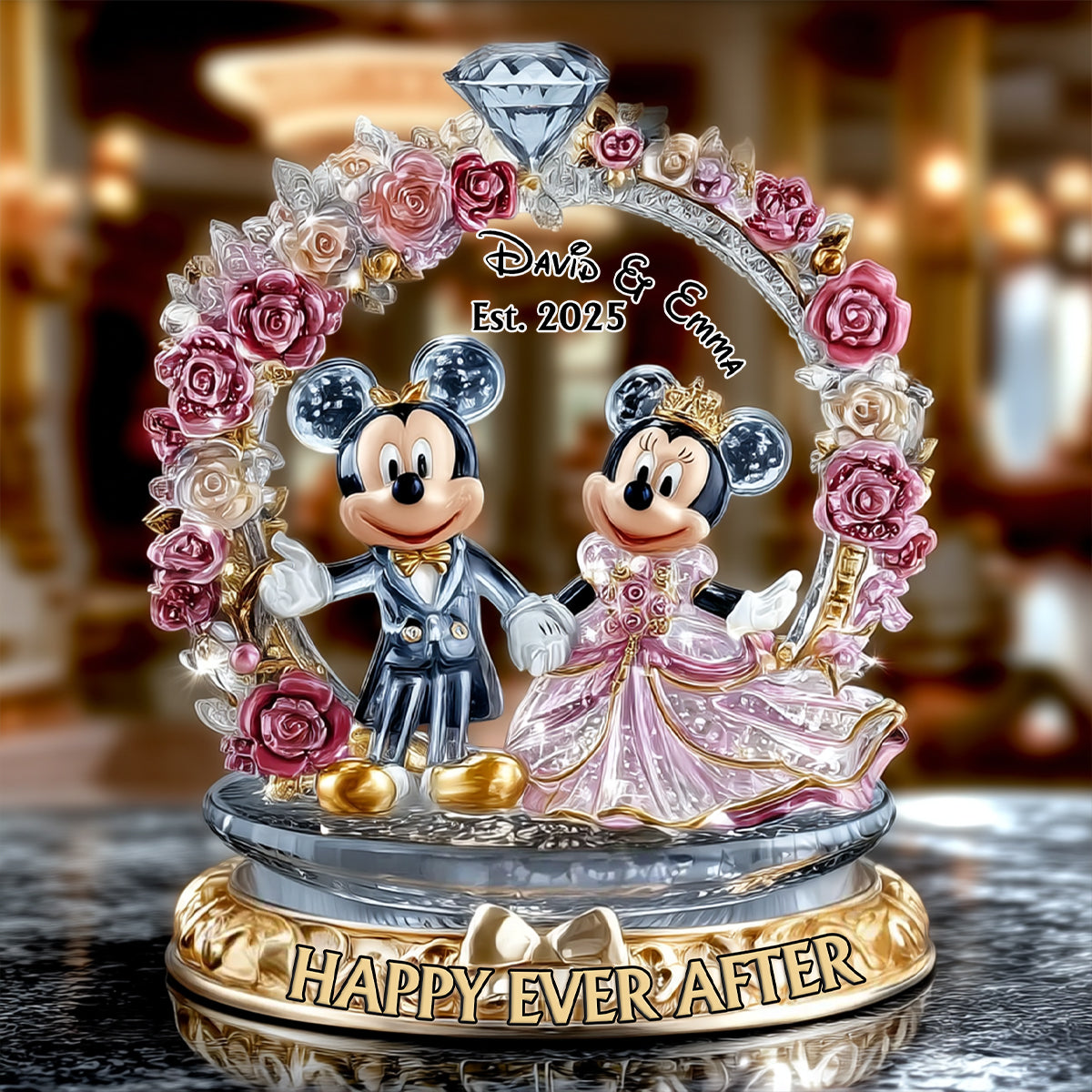 Couple Happy Ever After - Personalized Mouse Custom Shaped Acrylic Plaque