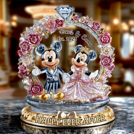 Couple Happy Ever After - Personalized Mouse Custom Shaped Acrylic Plaque