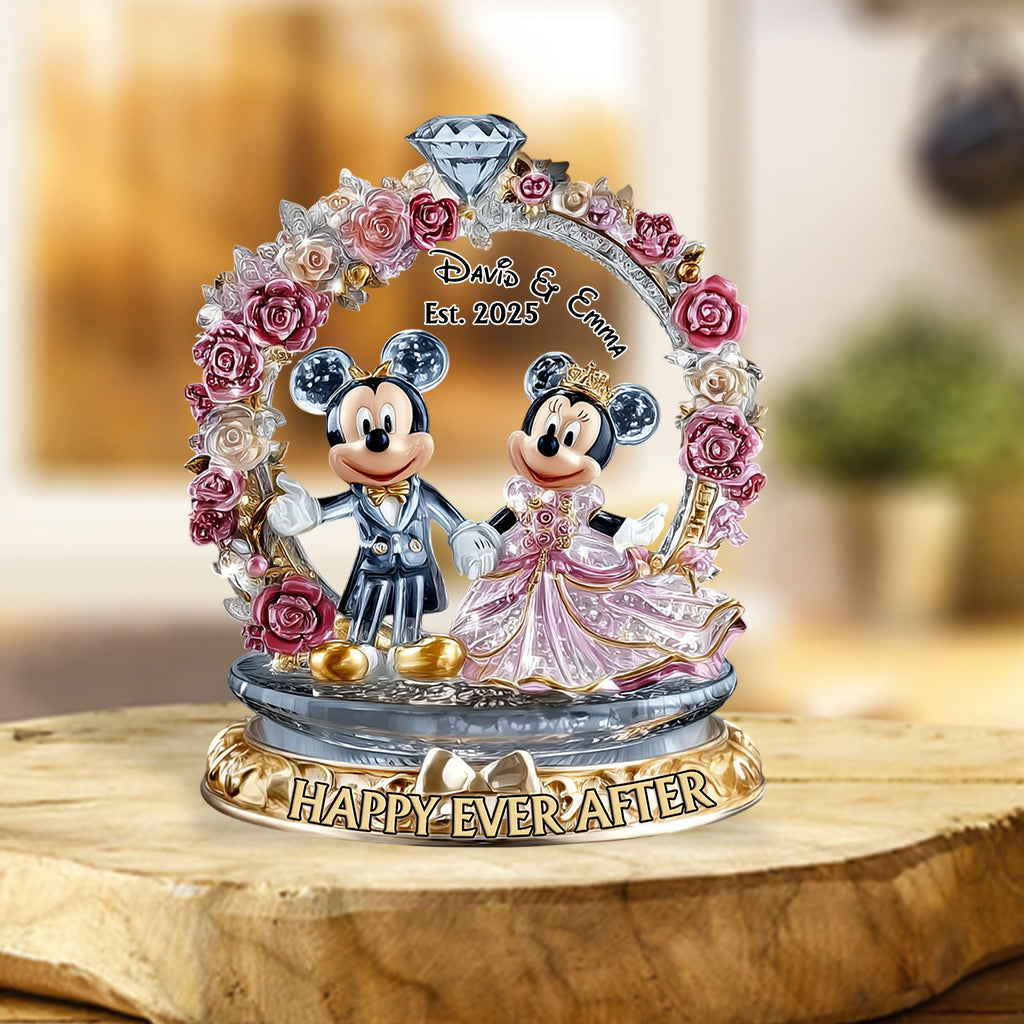 Couple Happy Ever After - Personalized Mouse Custom Shaped Acrylic Plaque