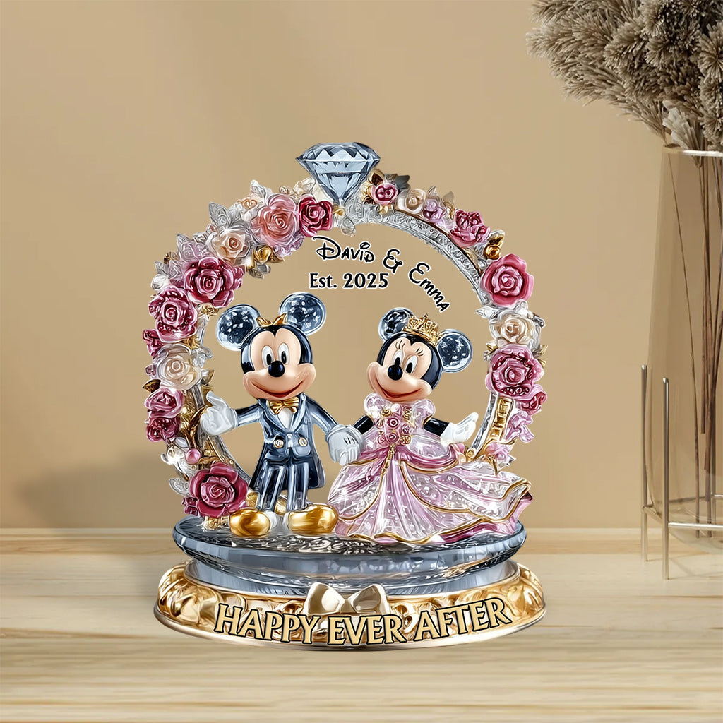 Couple Happy Ever After - Personalized Mouse Custom Shaped Acrylic Plaque