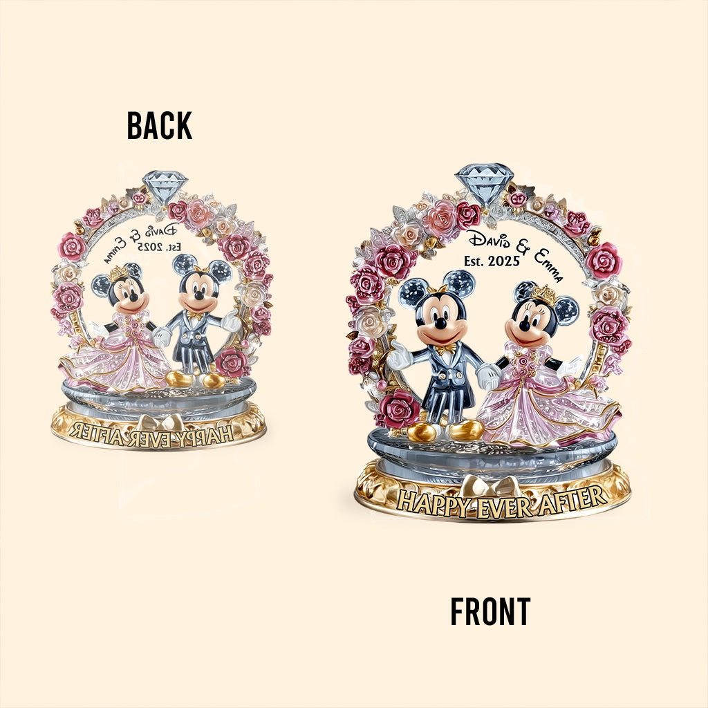 Couple Happy Ever After - Personalized Mouse Custom Shaped Acrylic Plaque