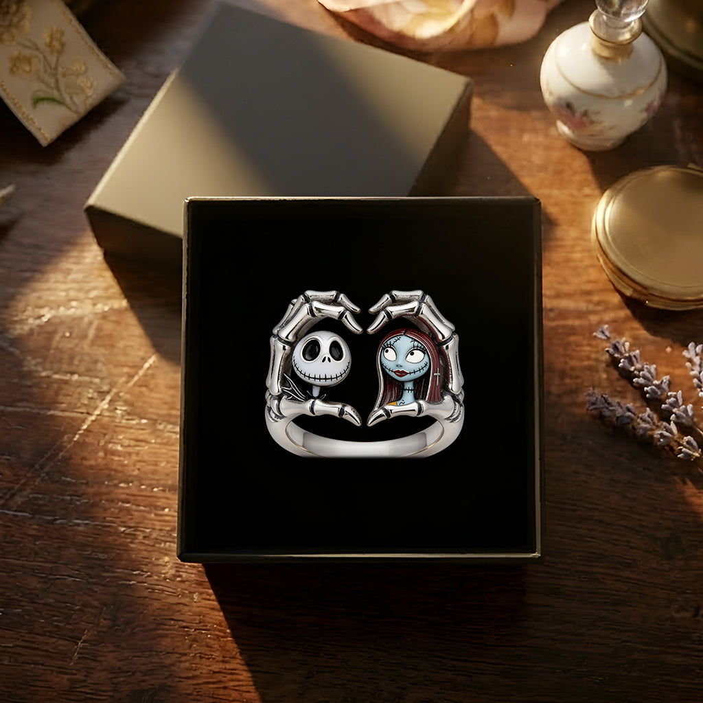 Skeleton Heart Hands - Personalized Nightmare Adjustable Shaped Ring