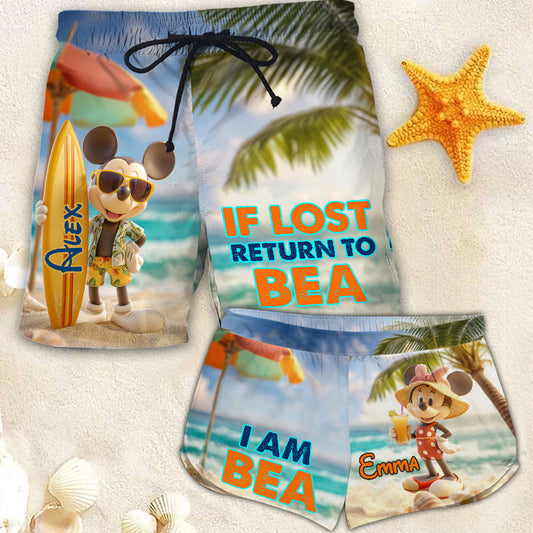 Funny Tropical Hawaiian Aloha Couple Beach - Personalized Mouse Men Shorts and Women Shorts