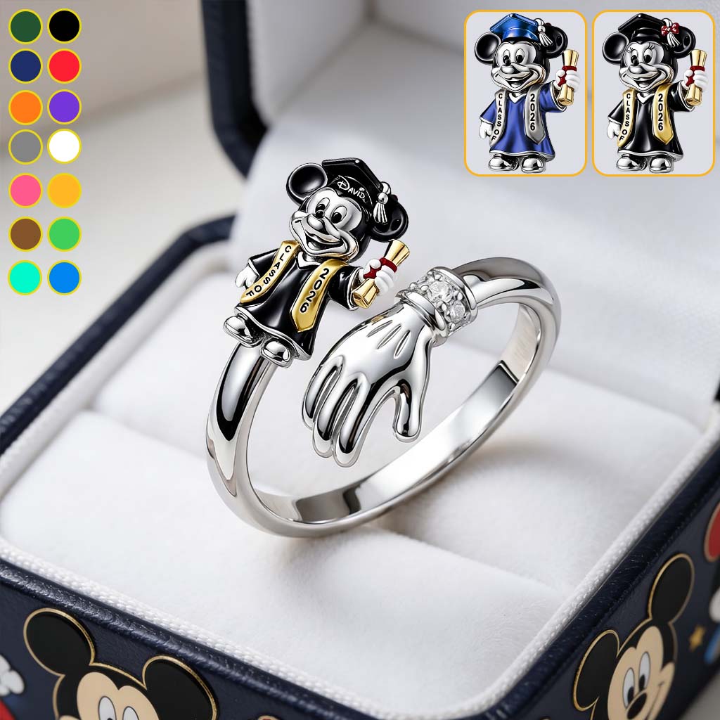 Magical Mouse Graduate - Personalized Mouse Adjustable Shaped Ring
