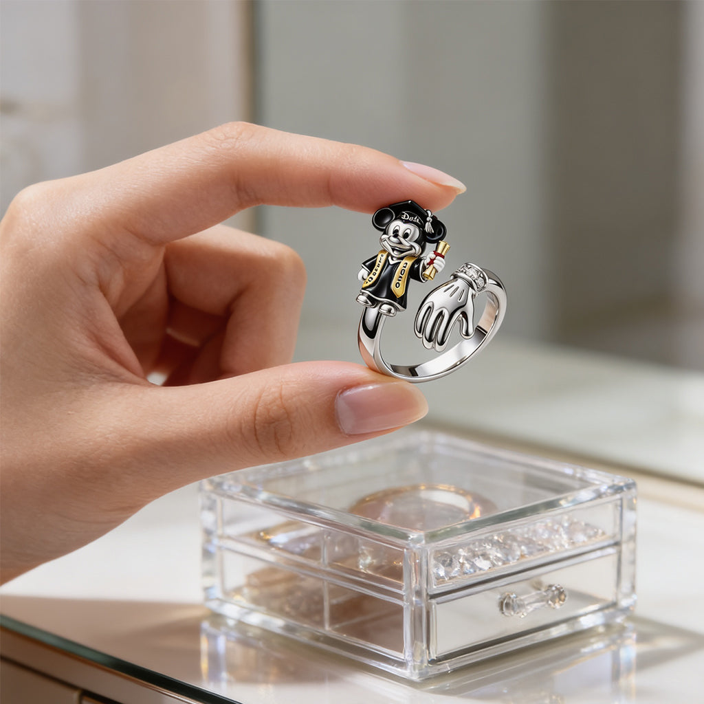 Magical Mouse Graduate - Personalized Mouse Adjustable Shaped Ring