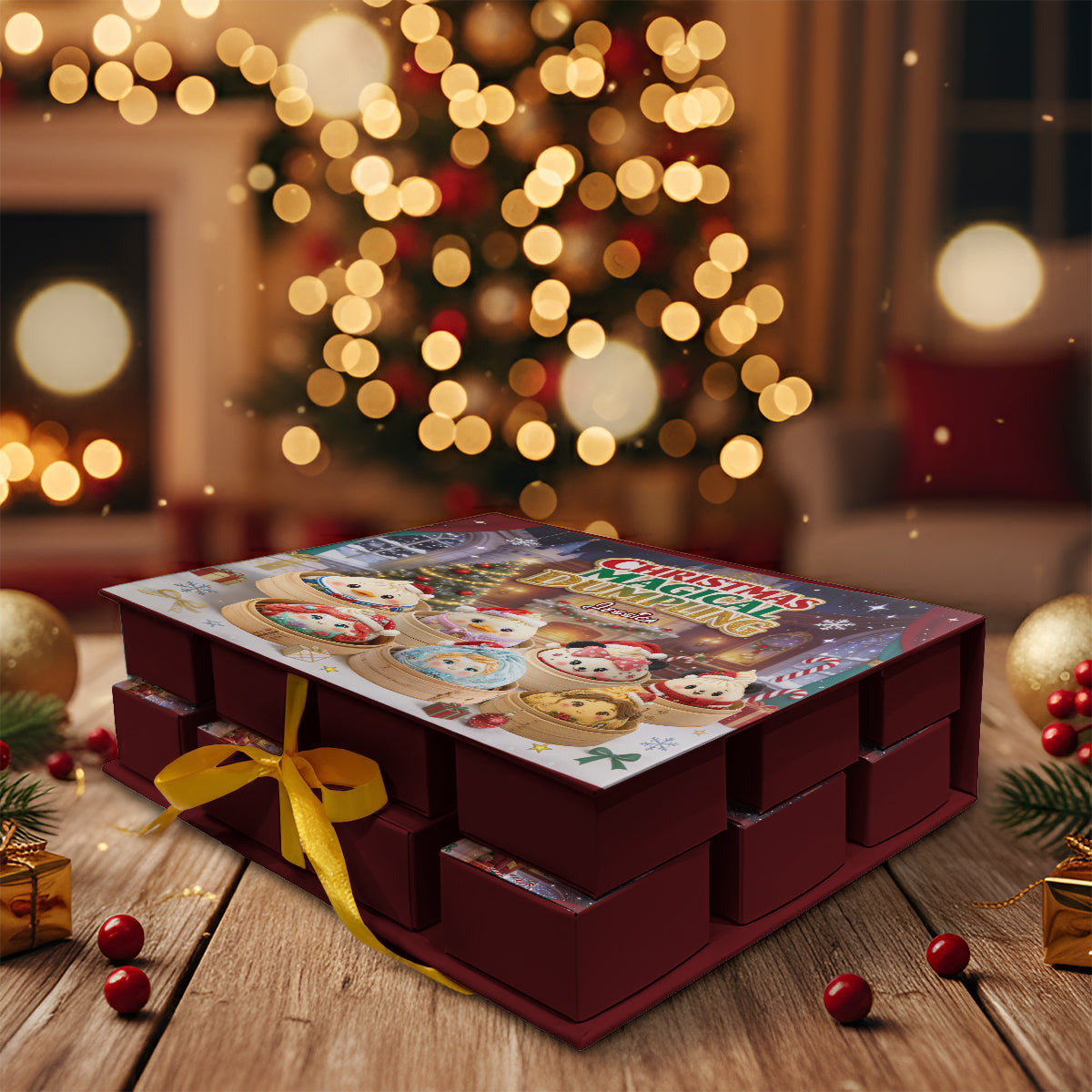 Magical Dumpling Christmas Gift Set - Personalized Mouse Folded Advent Calendar With Ornaments