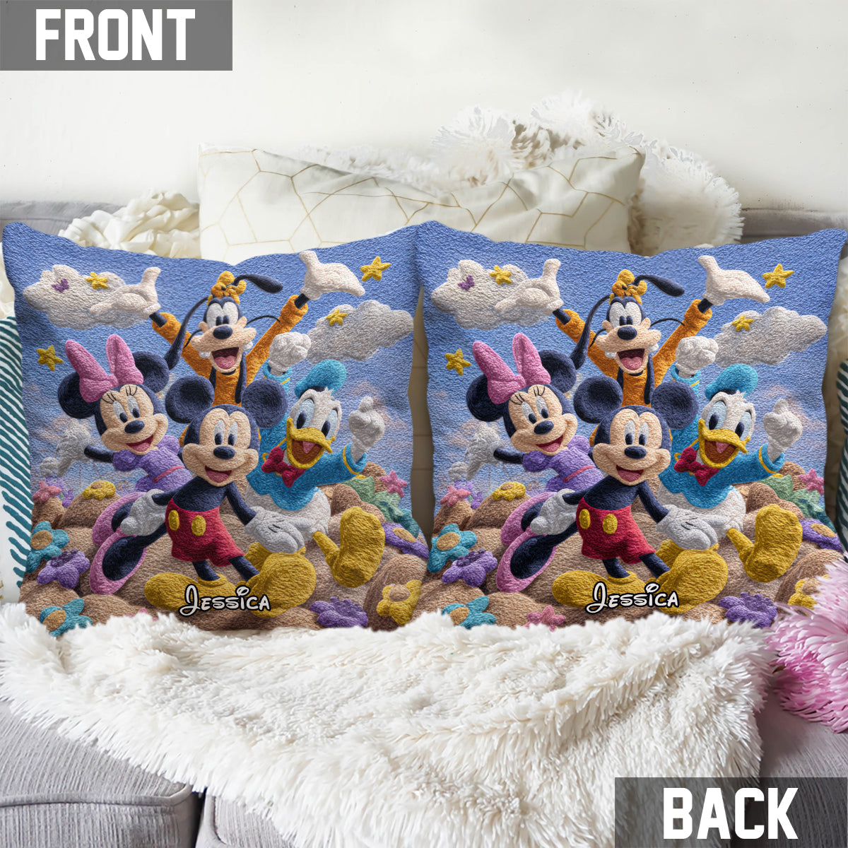 Magical Friends - Personalized Mouse Throw Pillow