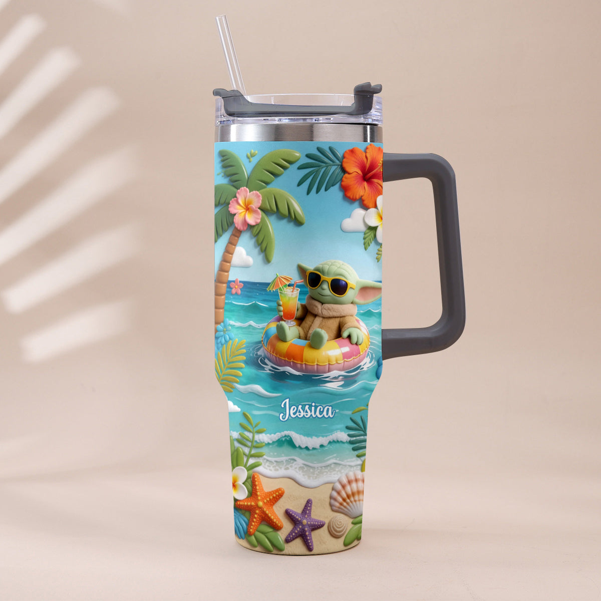 Green Baby Summer Vibes - Personalized The Force Tumbler With Plush Charm