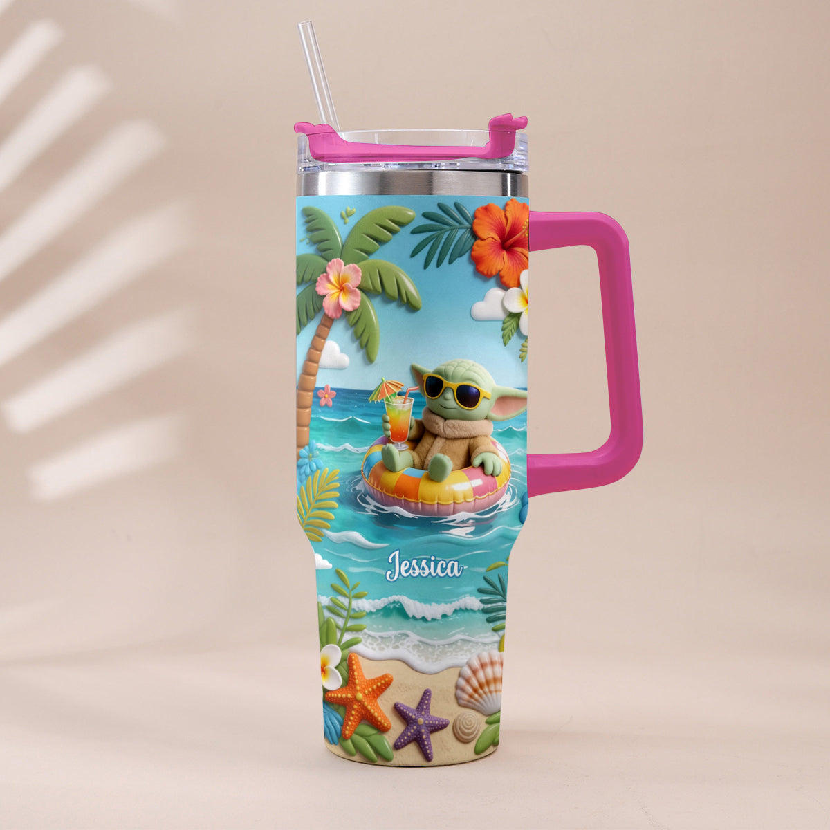 Green Baby Summer Vibes - Personalized The Force Tumbler With Plush Charm