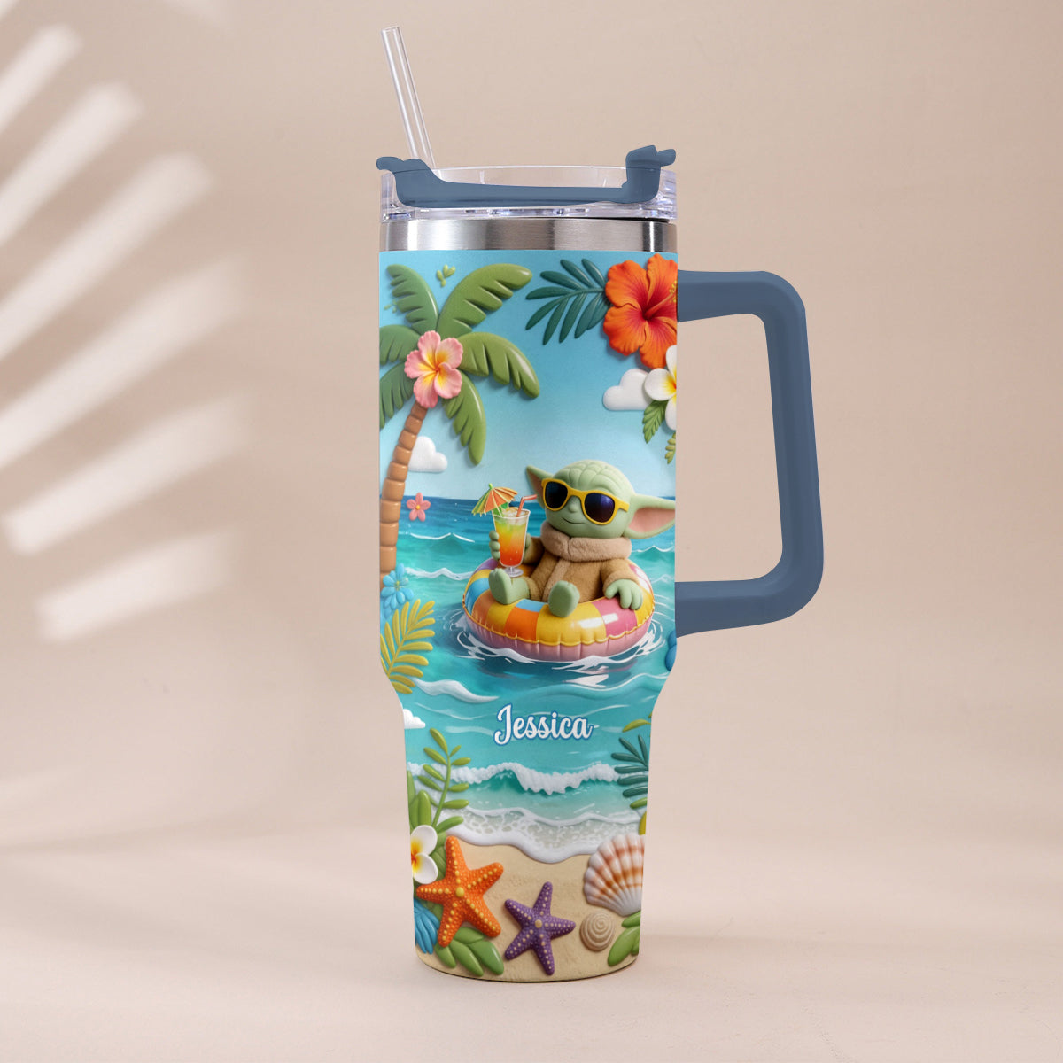 Green Baby Summer Vibes - Personalized The Force Tumbler With Plush Charm