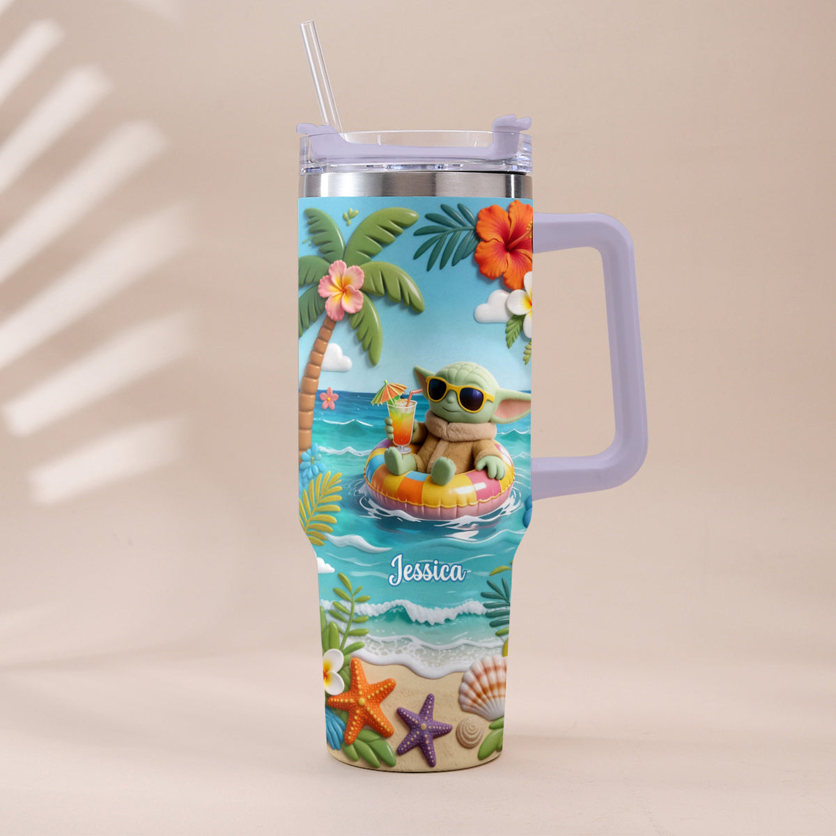 Green Baby Summer Vibes - Personalized The Force Tumbler With Plush Charm