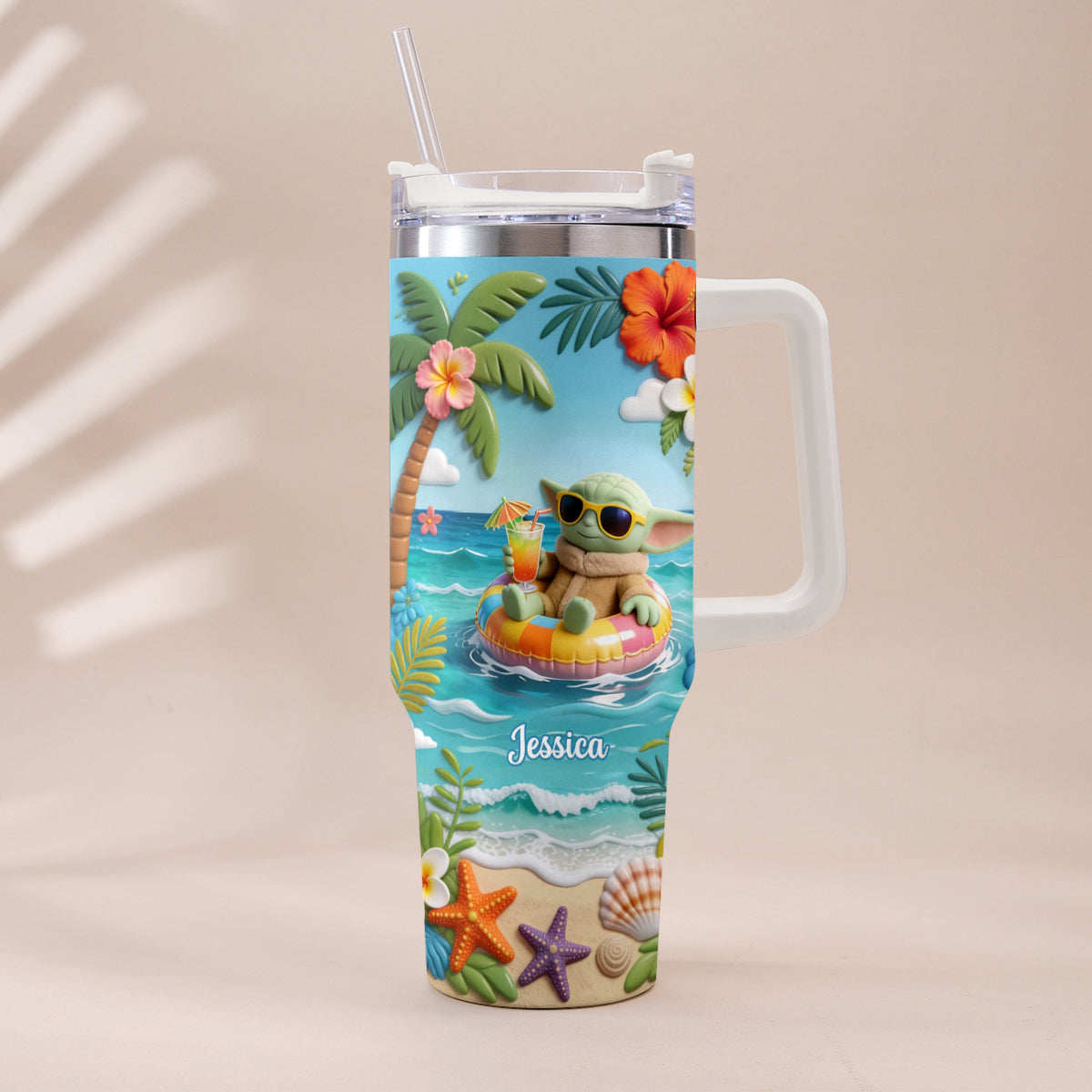 Green Baby Summer Vibes - Personalized The Force Tumbler With Plush Charm