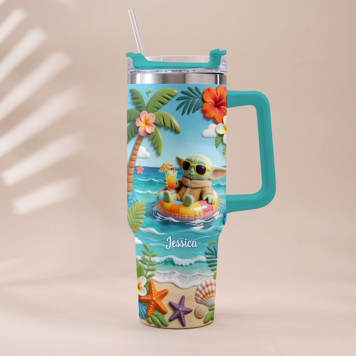 Green Baby Summer Vibes - Personalized The Force Tumbler With Plush Charm