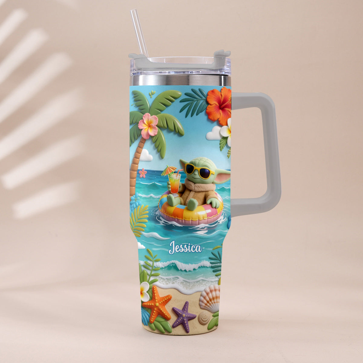 Green Baby Summer Vibes - Personalized The Force Tumbler With Plush Charm