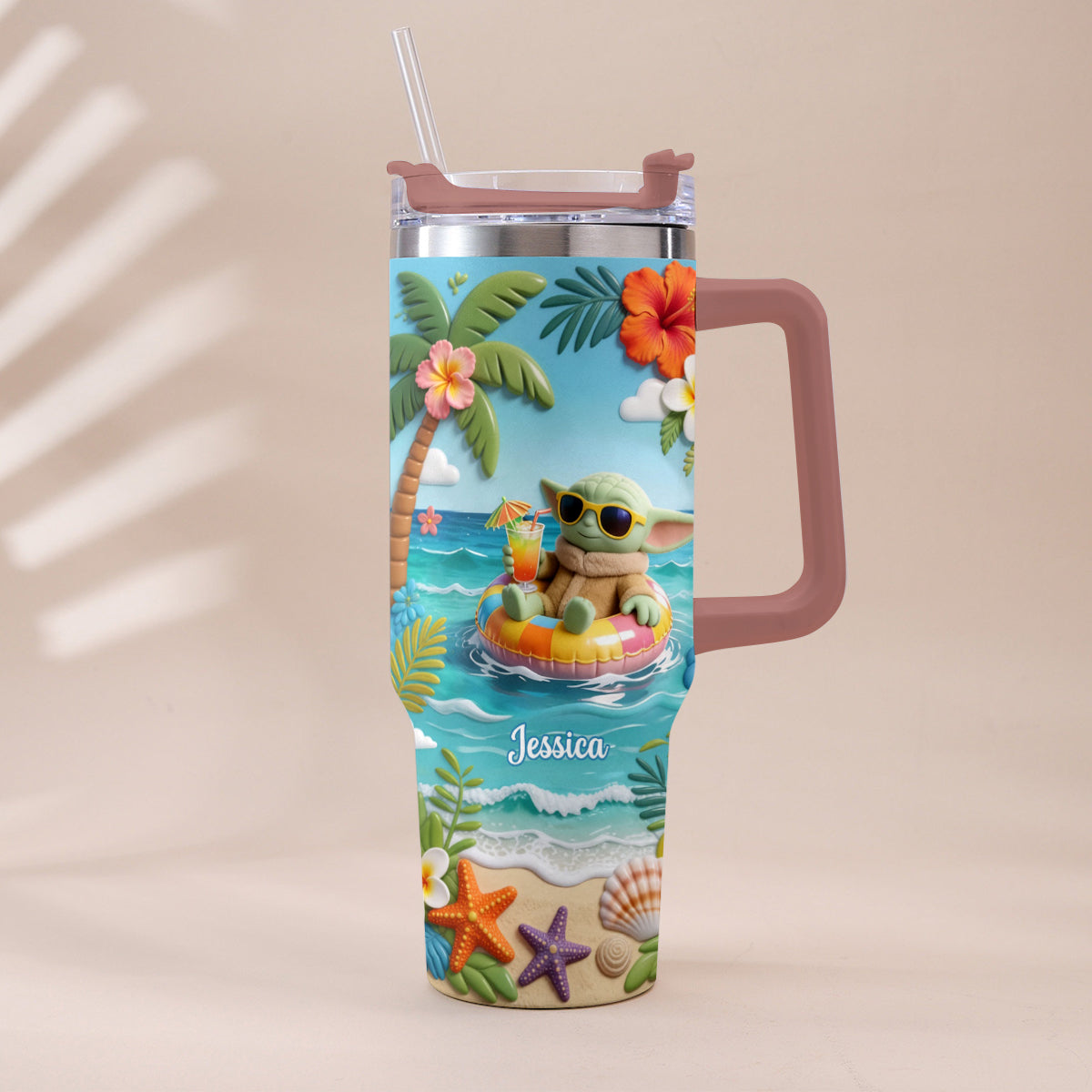 Green Baby Summer Vibes - Personalized The Force Tumbler With Plush Charm