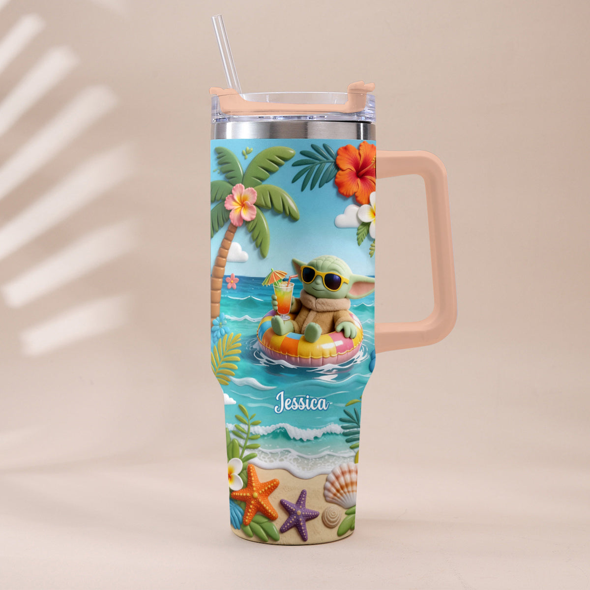 Green Baby Summer Vibes - Personalized The Force Tumbler With Plush Charm