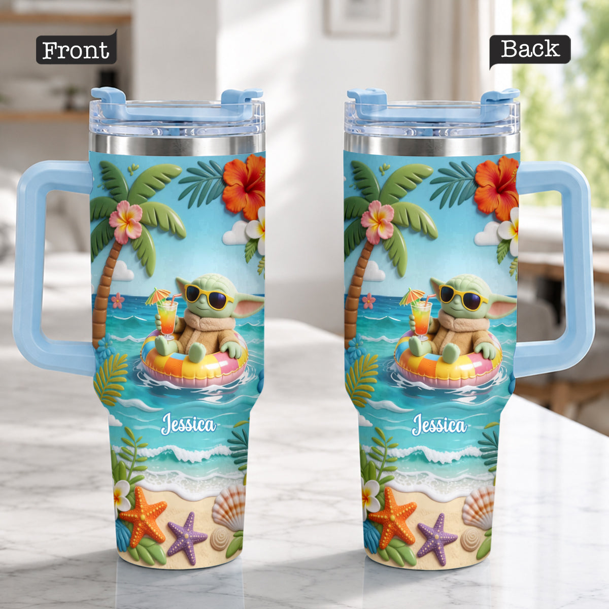 Green Baby Summer Vibes - Personalized The Force Tumbler With Plush Charm