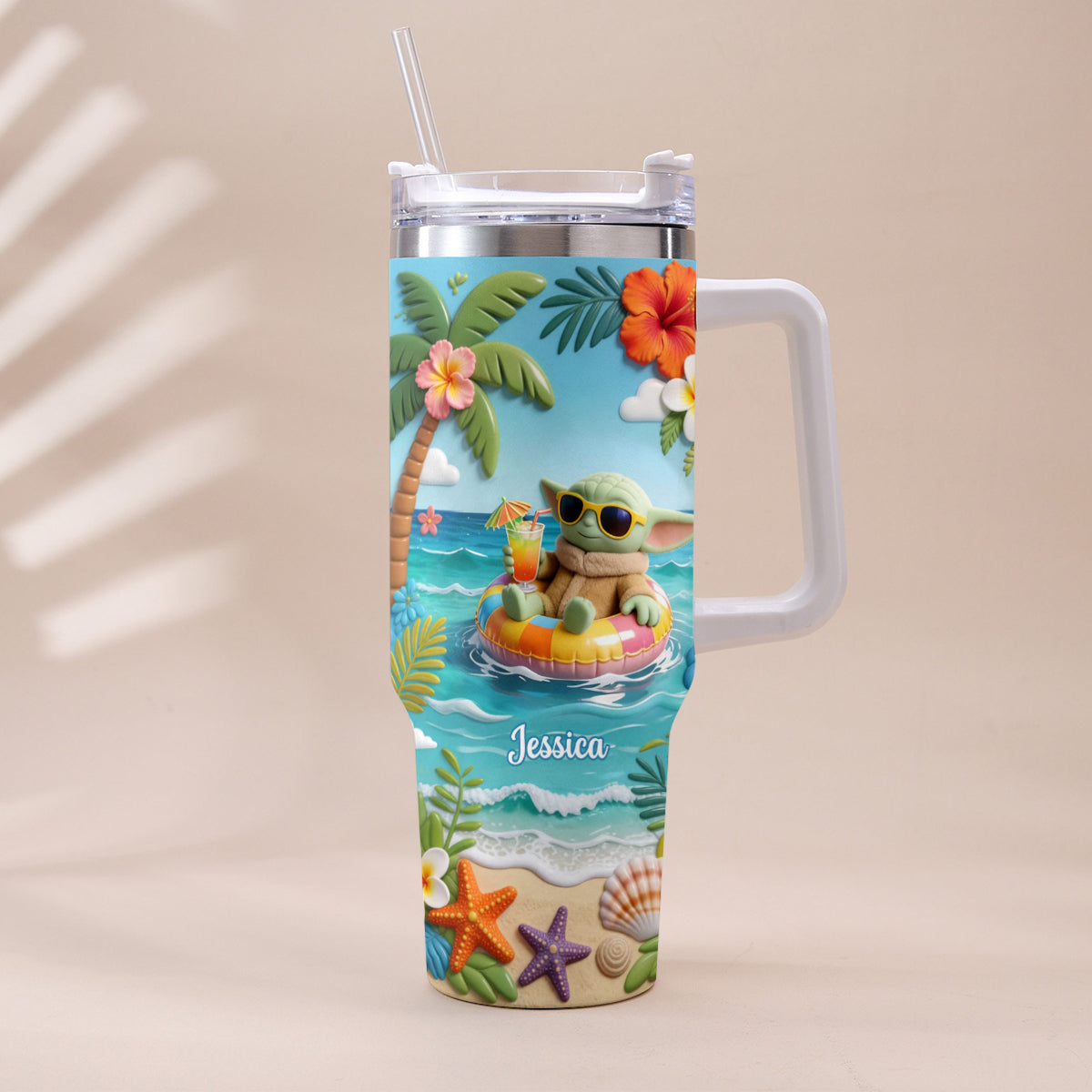 Green Baby Summer Vibes - Personalized The Force Tumbler With Plush Charm