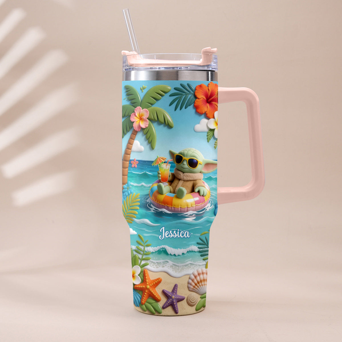 Green Baby Summer Vibes - Personalized The Force Tumbler With Plush Charm