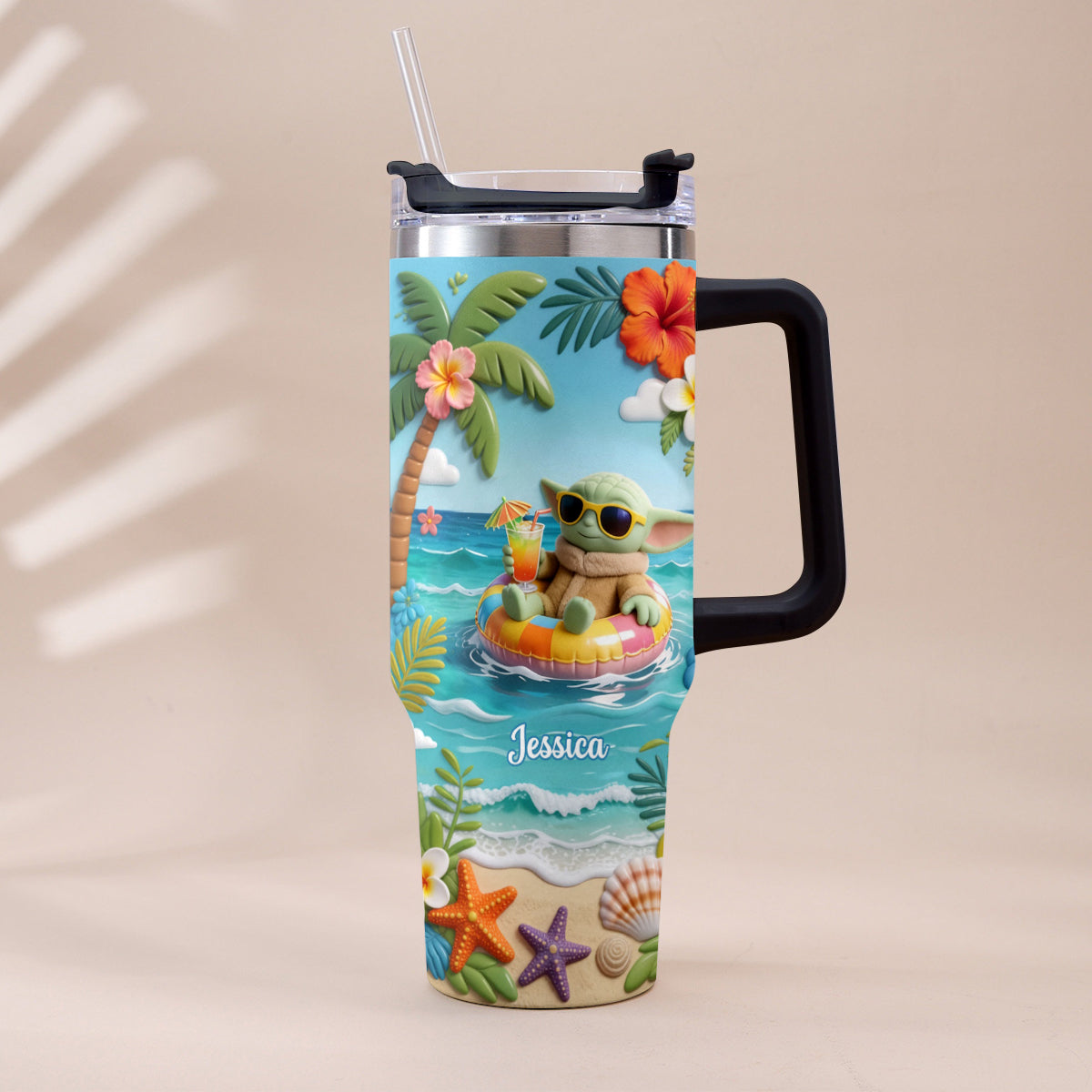 Green Baby Summer Vibes - Personalized The Force Tumbler With Plush Charm