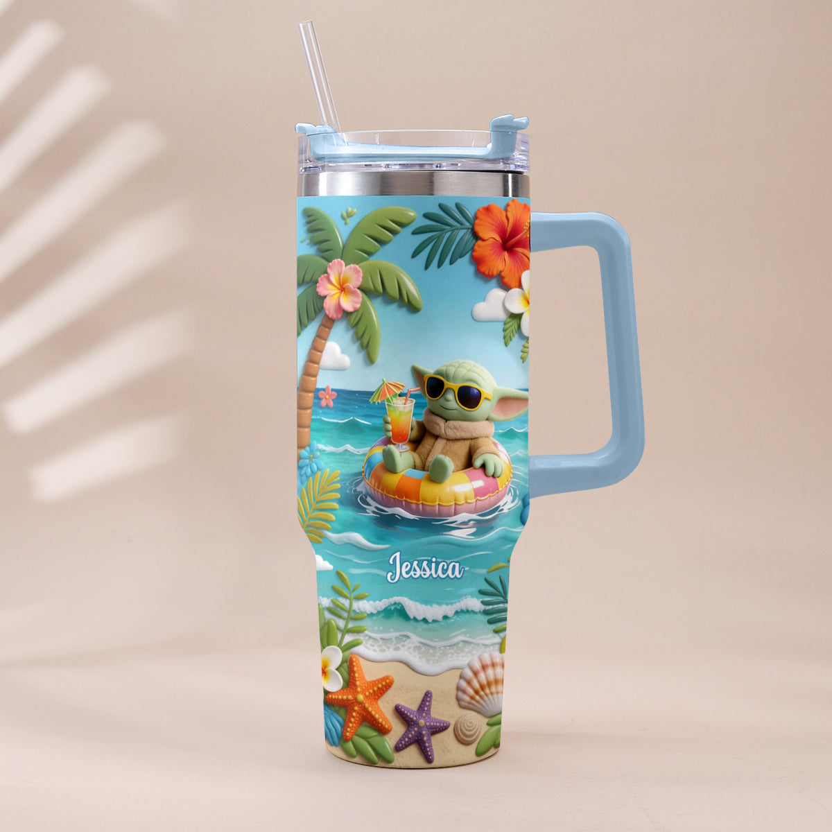 Green Baby Summer Vibes - Personalized The Force Tumbler With Plush Charm