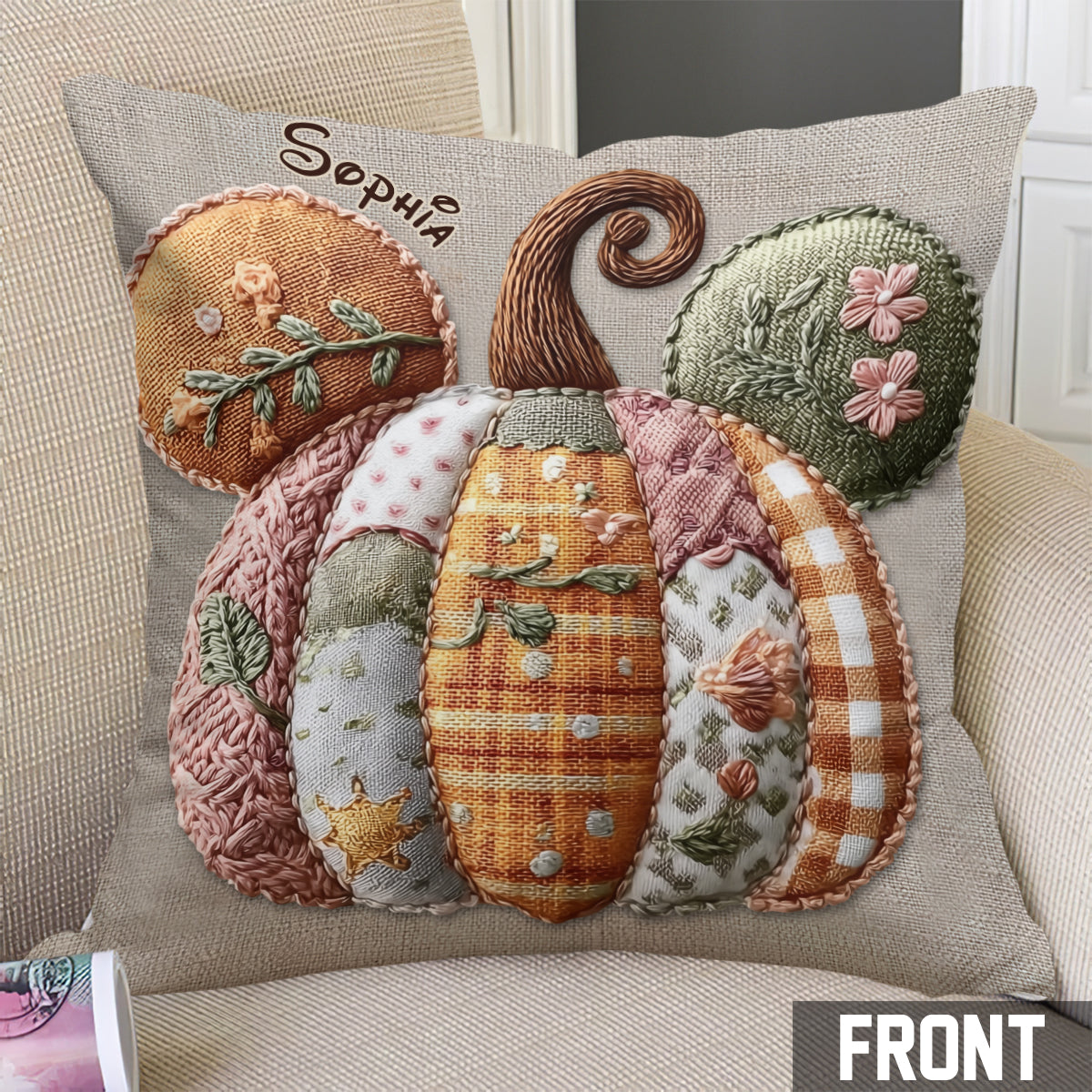 Magical Mouse Ears Fall Pumpkin - Personalized Mouse Throw Pillow
