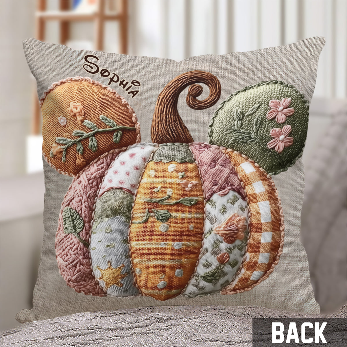 Magical Mouse Ears Fall Pumpkin - Personalized Mouse Throw Pillow