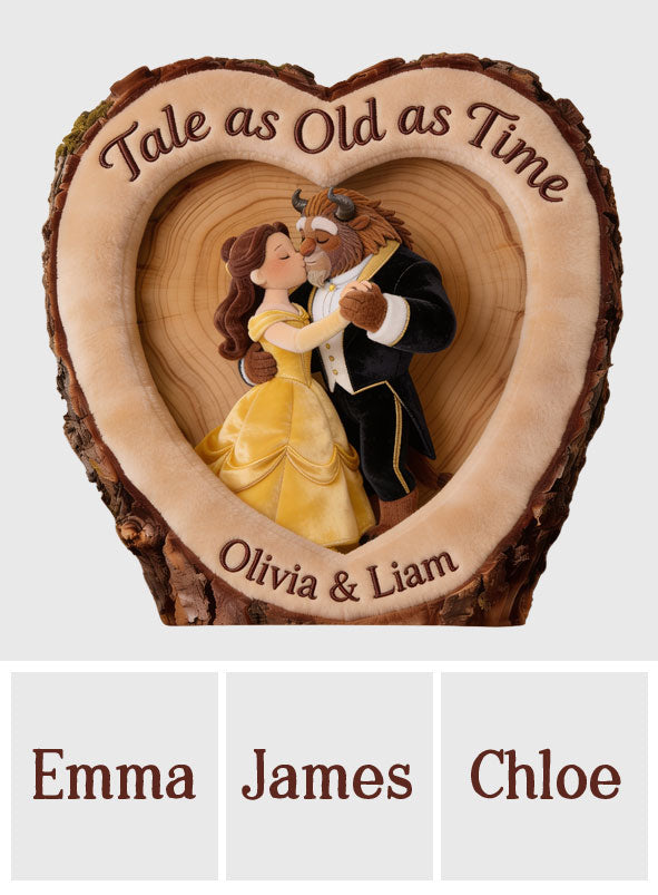 Romantic Fairytale Couple - Personalized Beauty And The Beast Premium Faux Fur Pillow