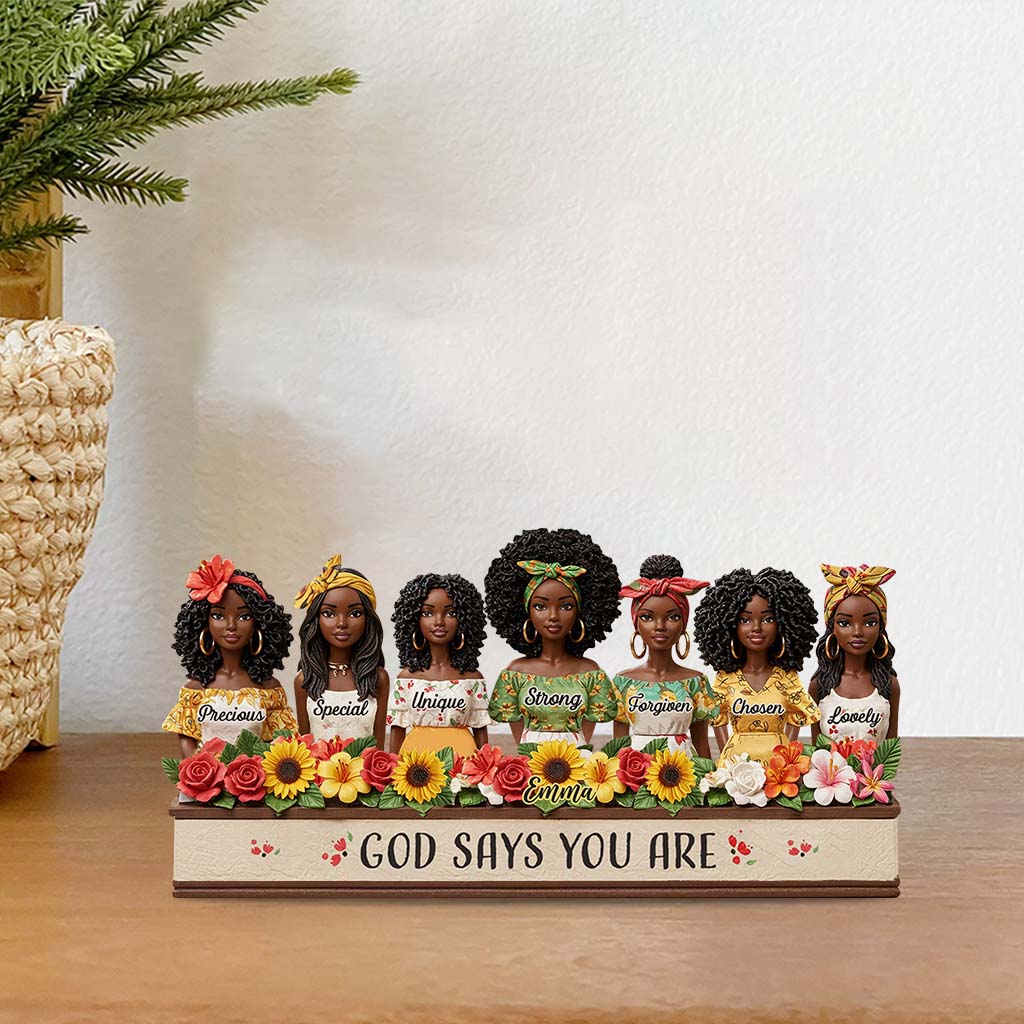 God Says You Are - Personalized African American Custom Shaped Acrylic Plaque