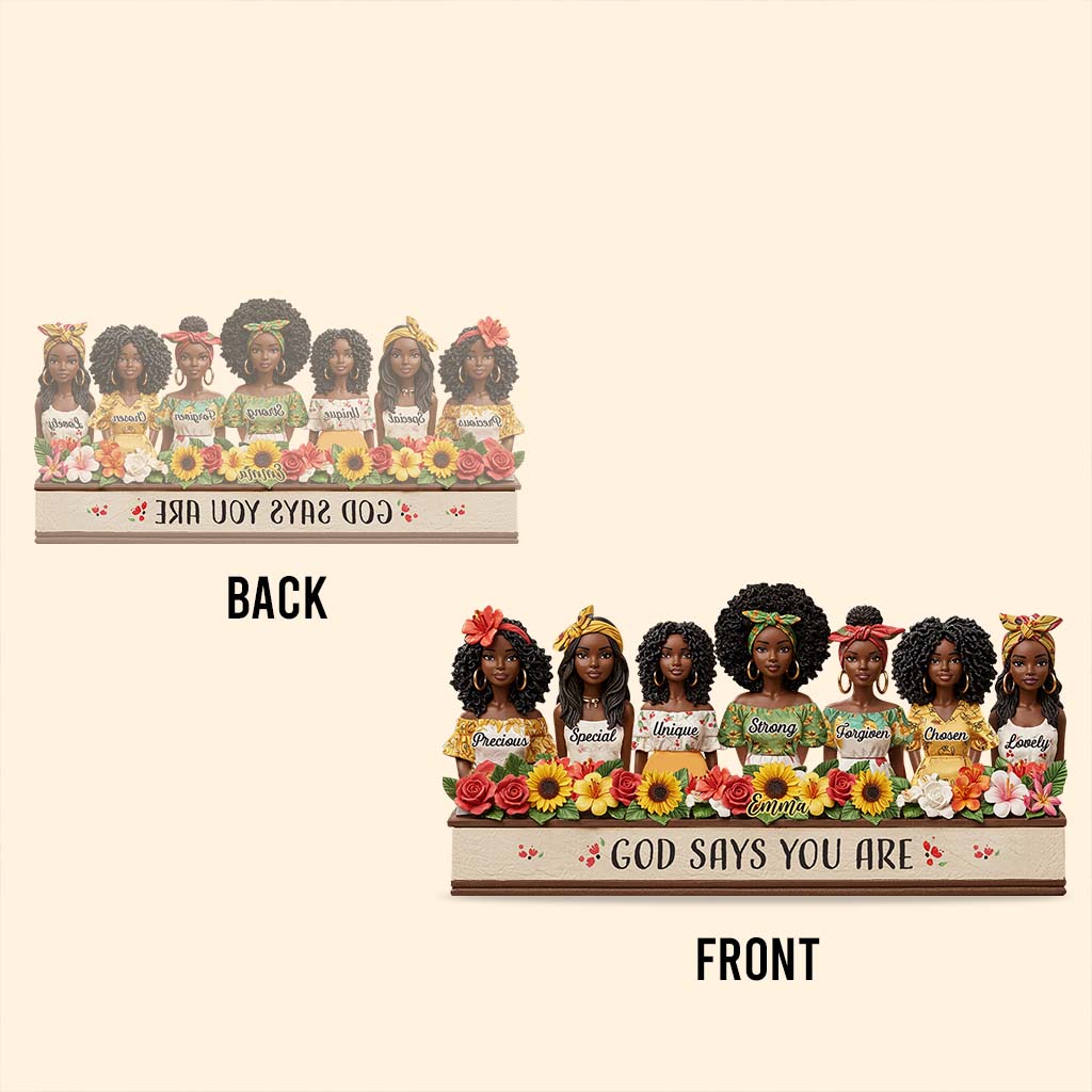 God Says You Are - Personalized African American Custom Shaped Acrylic Plaque