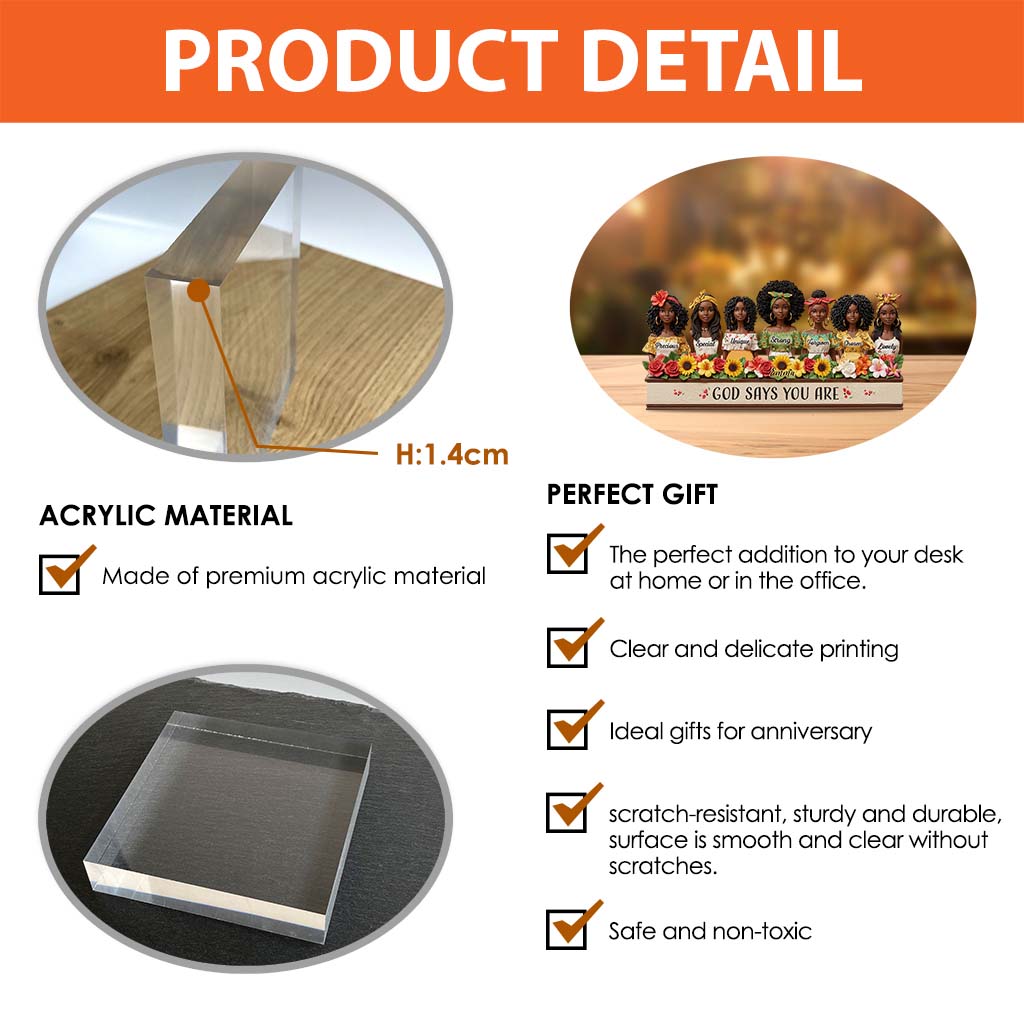 God Says You Are - Personalized African American Custom Shaped Acrylic Plaque