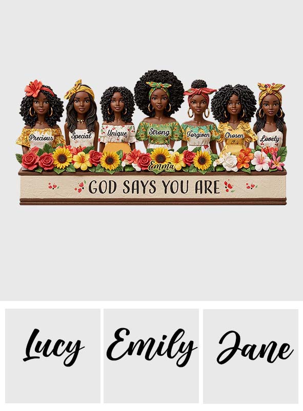 God Says You Are - Personalized African American Custom Shaped Acrylic Plaque