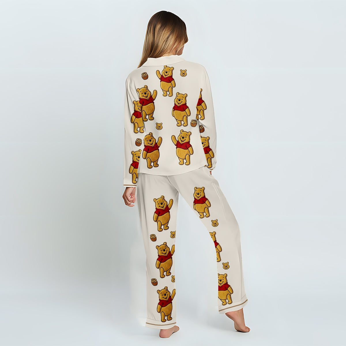 Cute Bear - Personalized Yellow Bear Button Down Pajamas