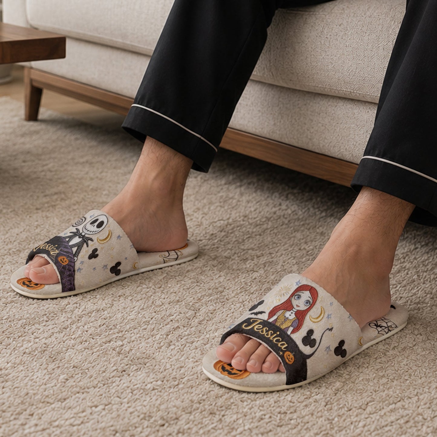 Fall Vibes - Personalized Nightmare Open-Toe Slippers