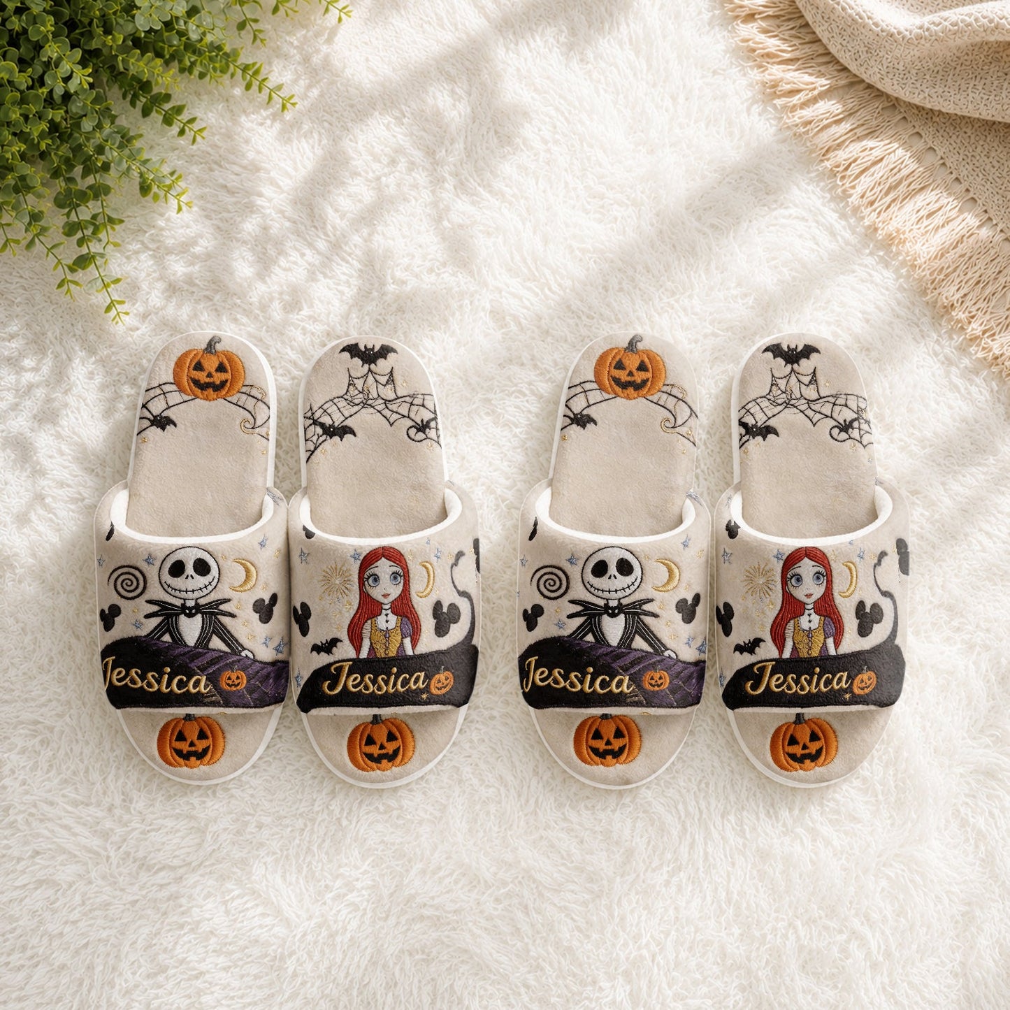 Fall Vibes - Personalized Nightmare Open-Toe Slippers
