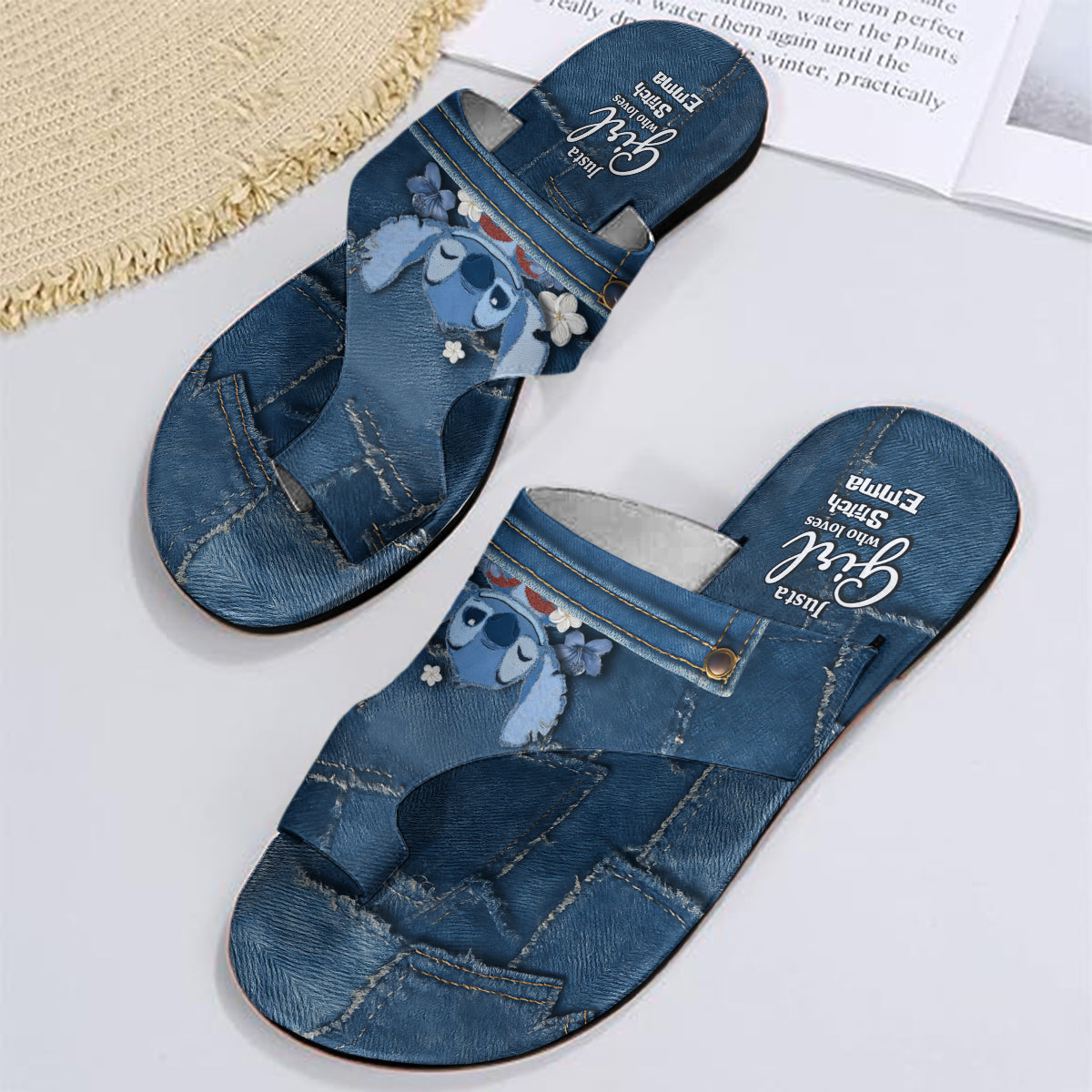 Just A Girl Who Loves Stitch - Personalized Ohana Open Toe Sandals