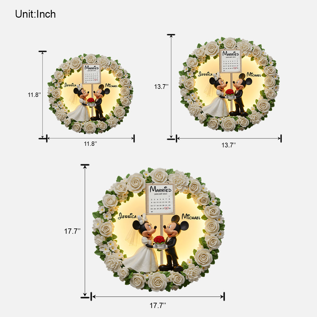 Happy Anniversary Mouse Couple - Personalized Mouse Custom Shaped Wood Sign