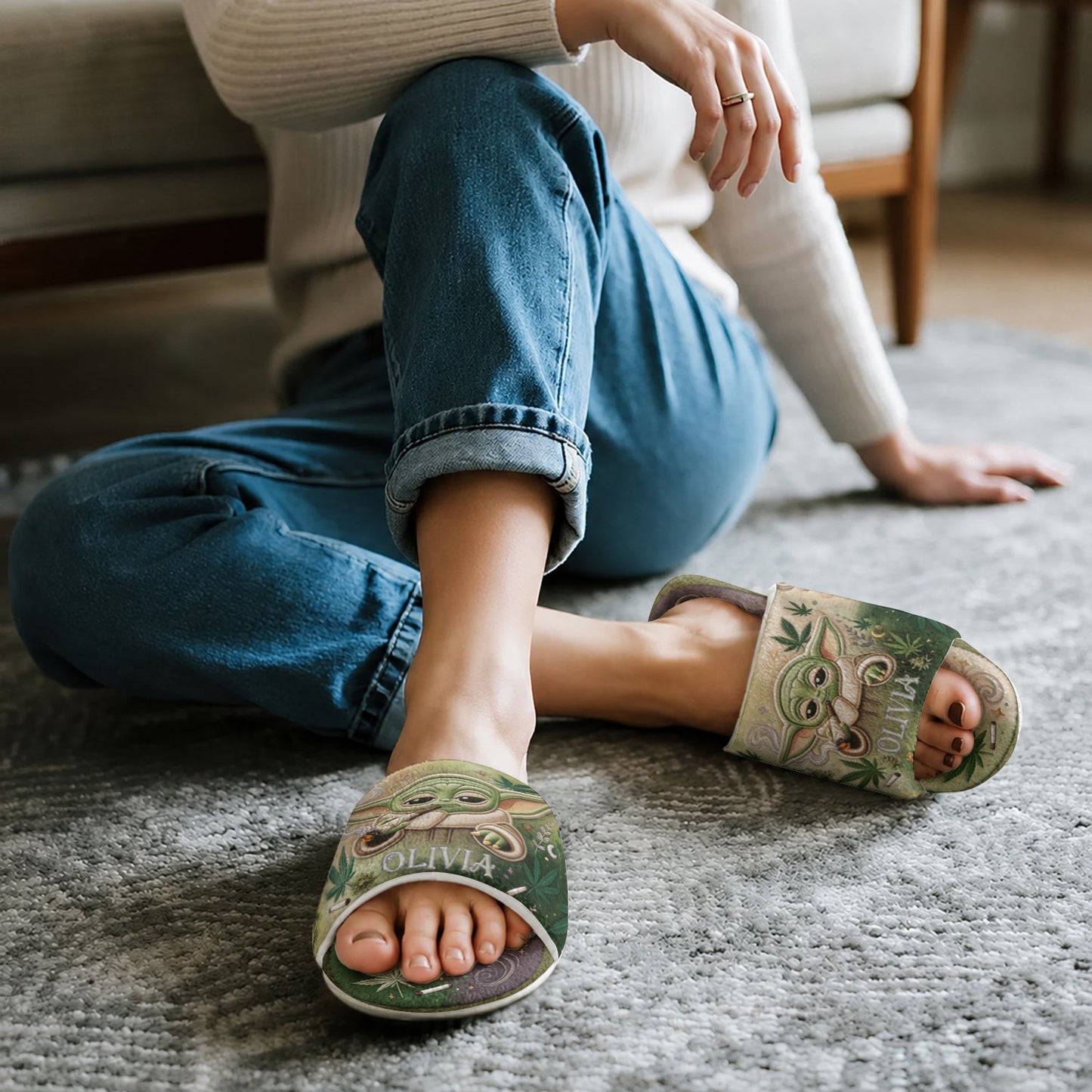 Strong With Herb - Personalized The Force Open-Toe Slippers