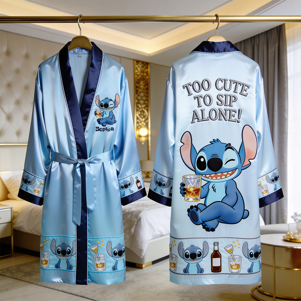 Too Cute To Sip Alone - Personalized Ohana Satin Robe