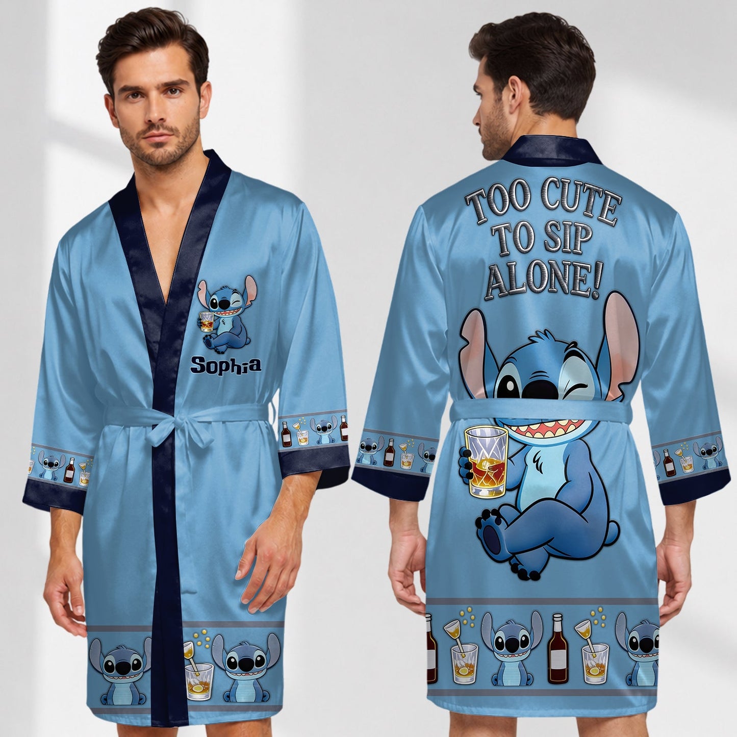 Too Cute To Sip Alone - Personalized Ohana Satin Robe