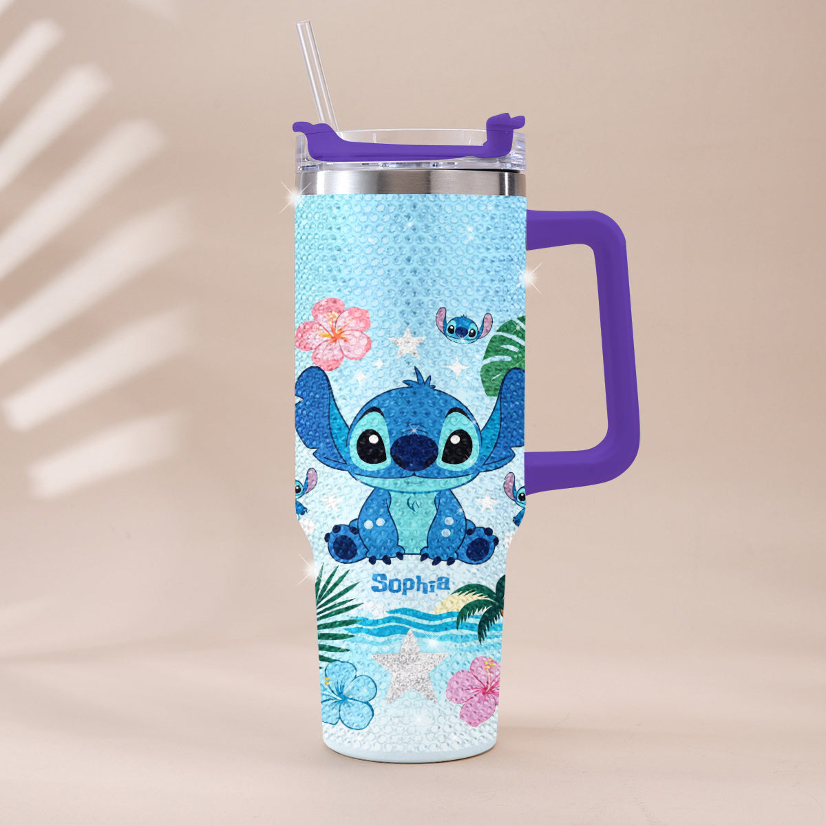 Ohana Means Family - Personalized Ohana Rhinestone Tumbler With Handle
