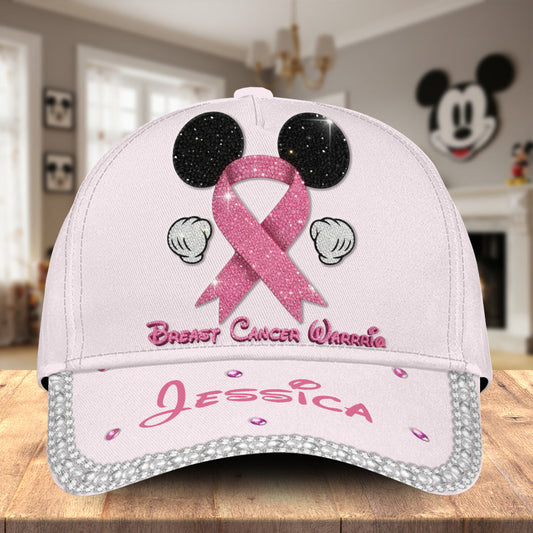 Gems Glitter Tackle Breat Cancer Baseball Cap - Personalized Breast Cancer Awareness Classic Cap