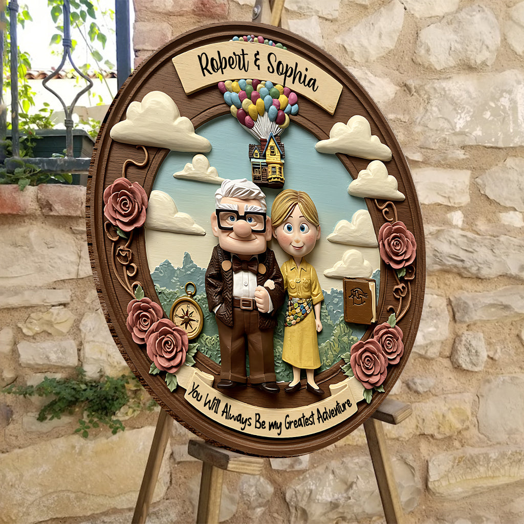 You Are My Greatest Adventure - Personalized Couple Round Wood Sign