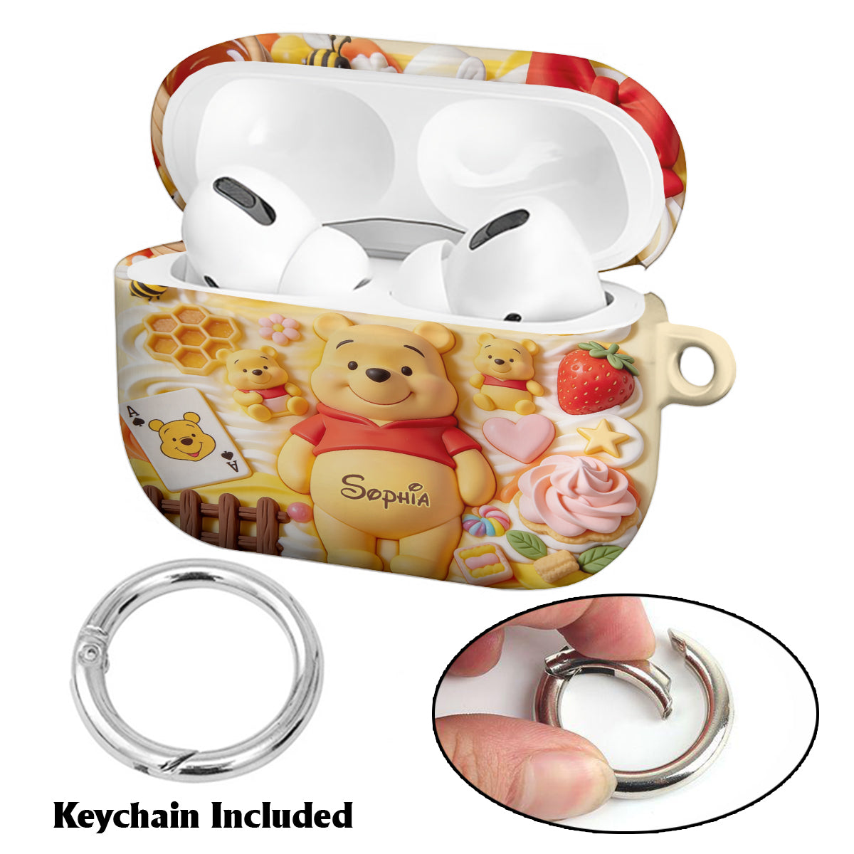 Sweet Bear - Personalized Yellow Bear Bluetooth Earbuds Case Cover