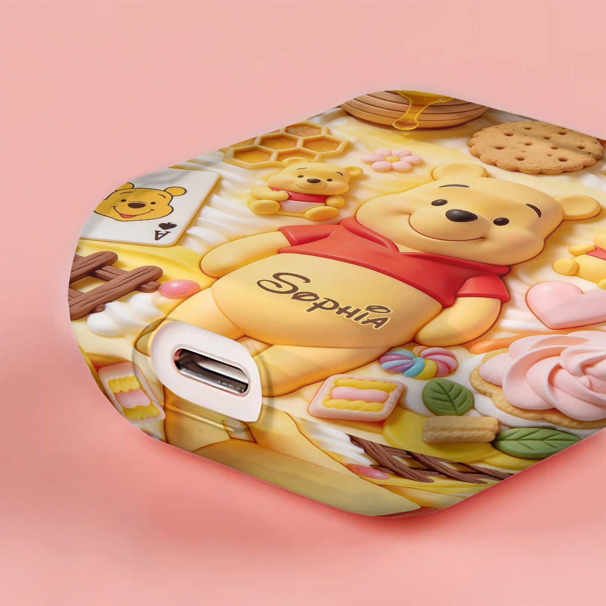 Sweet Bear - Personalized Yellow Bear Bluetooth Earbuds Case Cover