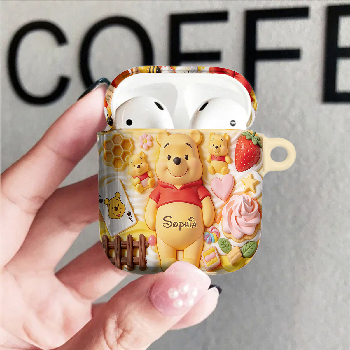 Sweet Bear - Personalized Yellow Bear Bluetooth Earbuds Case Cover
