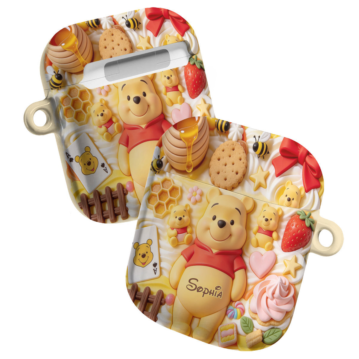 Sweet Bear - Personalized Yellow Bear Bluetooth Earbuds Case Cover