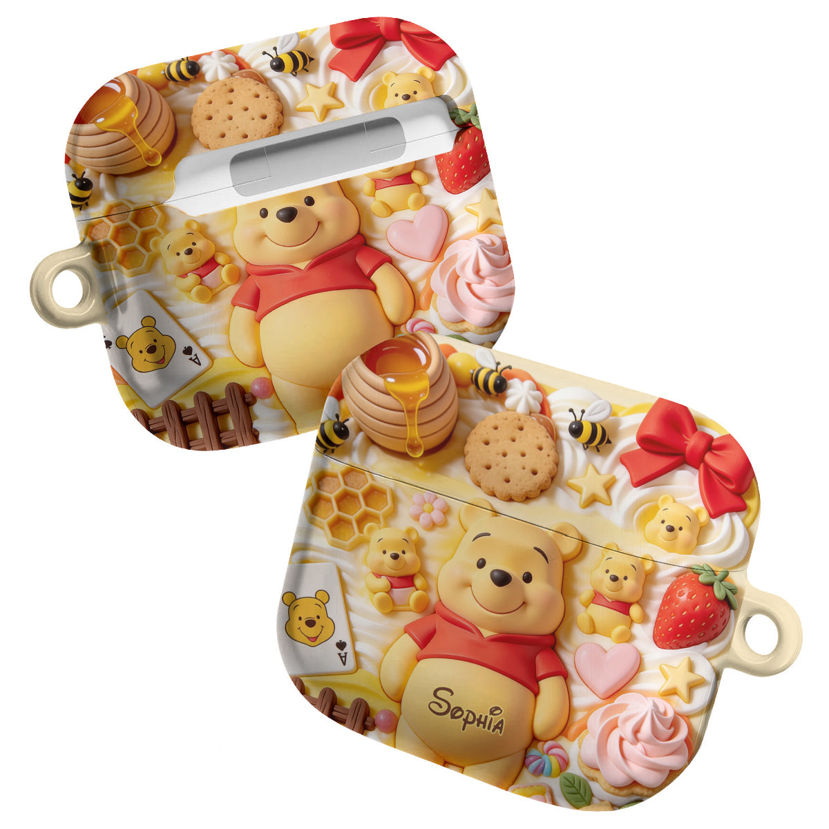 Sweet Bear - Personalized Yellow Bear Bluetooth Earbuds Case Cover