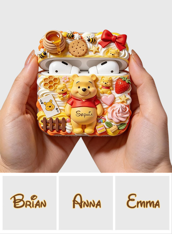Sweet Bear - Personalized Yellow Bear Bluetooth Earbuds Case Cover