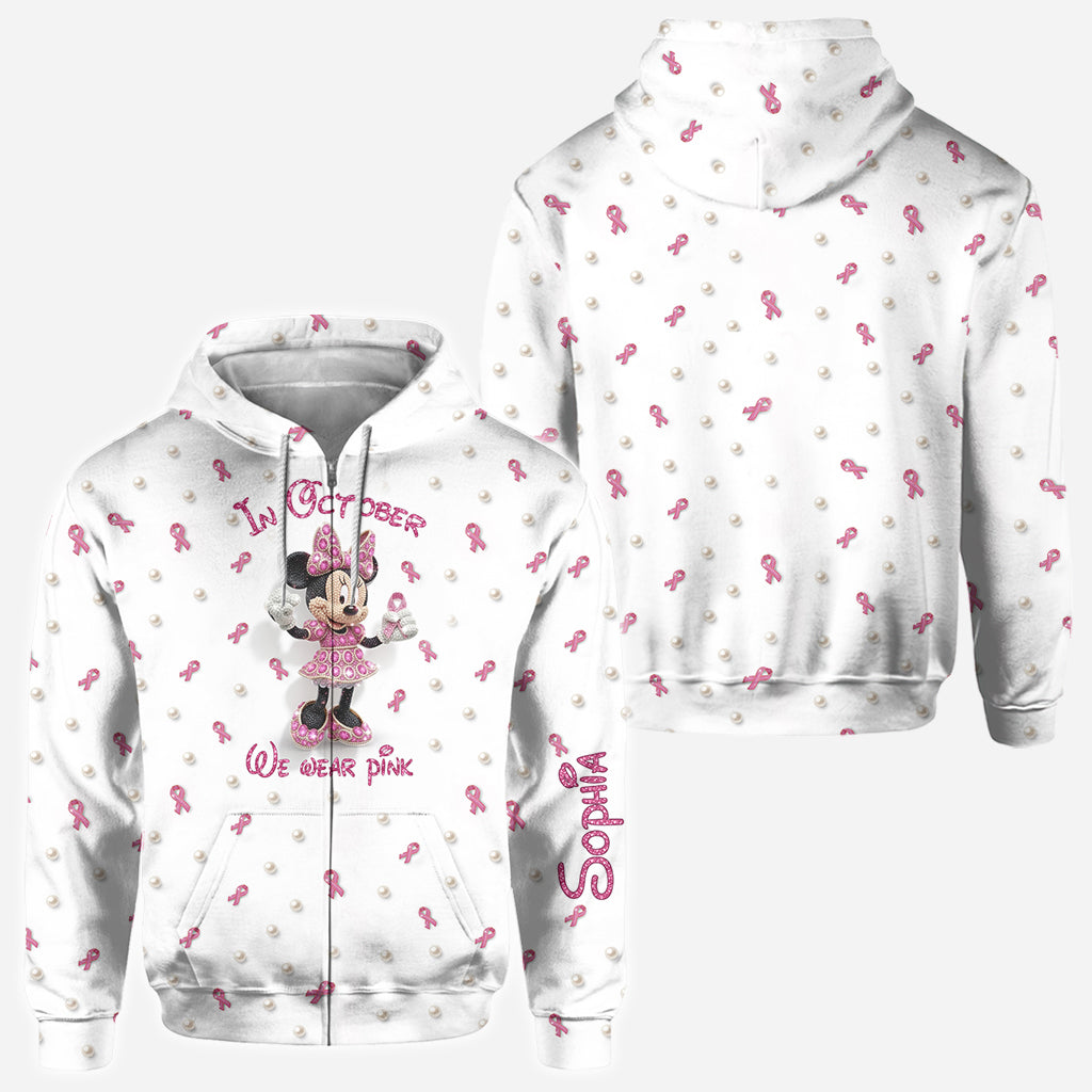 Cartoon Mouse Breast Cancer Awareness Month - Personalized Breast Cancer Awareness All Over Shirt